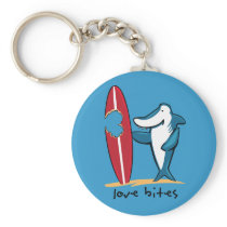 Surfing Shark Valentine Key Chain