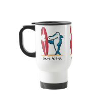 Surfing Shark Valentine mugs