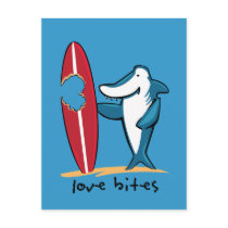 Surfing Shark Valentine Postcard