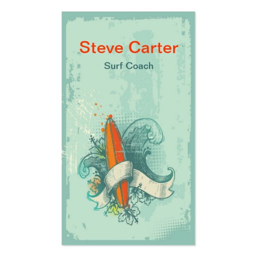 Surfing , Surf Coach Business Card (front side)