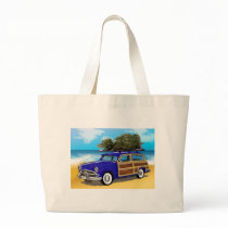 Surfing Woodie with Christmas Tree Canvas Bag