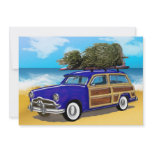 Surfing Woodie with Christmas Tree Personalized Announcement