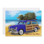 Surfing Woodie with Christmas Tree Personalized Invitations