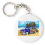 Surfing Woodie with Christmas Tree Keychain