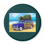 Surfing Woodie with Christmas Tree magnets