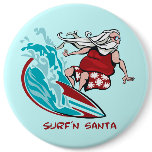 Surf'n Santa Pinback Button