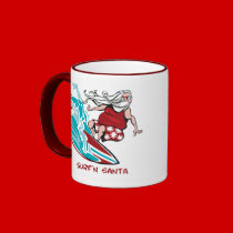 Surf'n Santa mugs