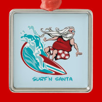 Surf'n Santa ornaments