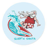 Surf'n Santa Round Stickers