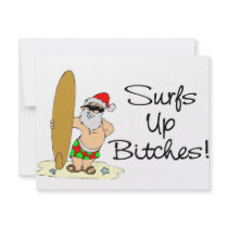 Surfs Up Bitches Santa invitations