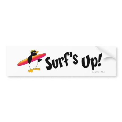Surf's Up! Bumper Stickers by ironydesign