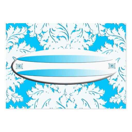 Surf's UP Light Blue Damask Name Place Card Business Card Template