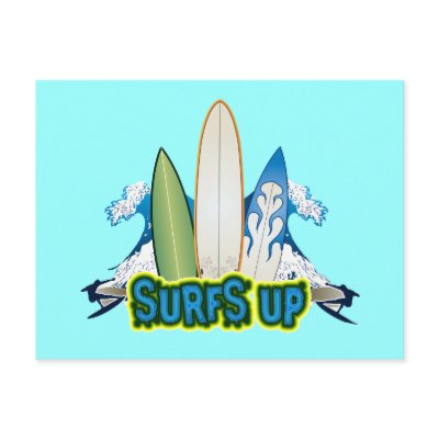 SURFS UP POSTCARD by dgpaulart