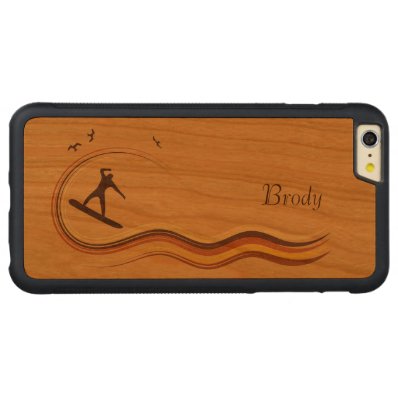 Surf's Up Surfer Wood Grain iPhone 6 6S Plus Cases