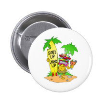 Surfs Up Tiki Pinback Buttons