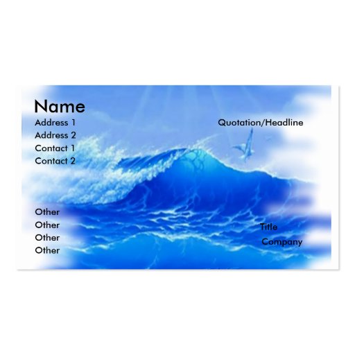 surfsup copy, Name, Address 1, Address 2, Conta... Business Card (front side)