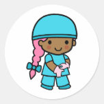 Surgeon Girl Round Stickers