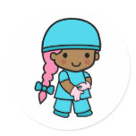 Surgeon Girl Round Stickers