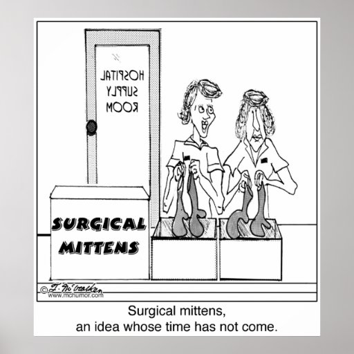Surgical Mittens Hospital Cartoon Poster Zazzle