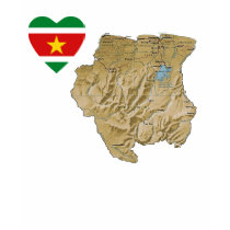 Suriname Flag Heart and Map T-Shirt