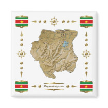 Suriname Map + Flags Magnet
