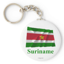 Suriname Waving Flag with Name Key Chain