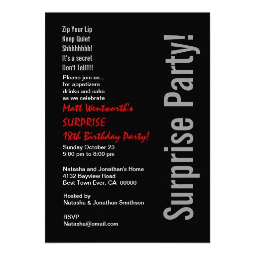 SURPRISE 18th Birthday Party Modern Template Personalized Invitations