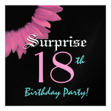 SURPRISE 18th Birthday Party Pink Sunflower Custom Invitation