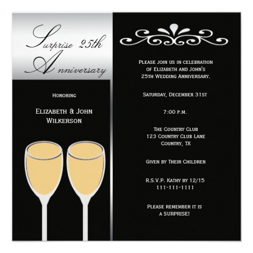 Surprise 25th Wedding Anniversary Party Invitation (front side)