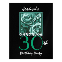 SURPRISE 30th Birthday Party Gold Roses S517 Personalized Invitation