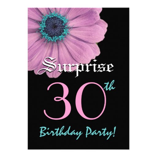 SURPRISE 30th Birthday Template Pink Daisy Custom Invites