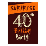 SURPRISE 40th Birthday Chocolate Cream Orange Custom Invitations