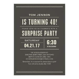 Surprise 40th Birthday Invitations