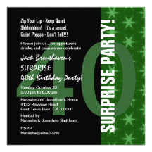 SURPRISE 40th Birthday Modern Green Stars G320 Custom Invites