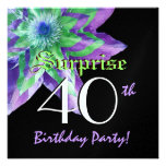 SURPRISE 40th Birthday Party Colorful Flower W070 Custom Announcement