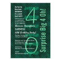 SURPRISE 40th Birthday Party Forest Green W1674 Personalized Invites