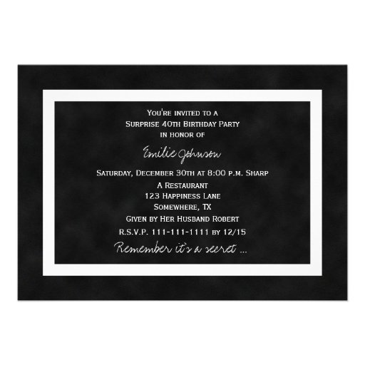 Surprise 40th Birthday Party Invitation Chalkboard