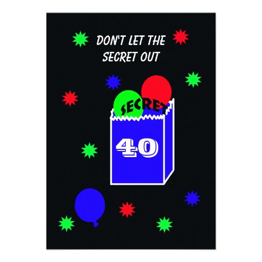 Surprise 40th Birthday Party Invitation -- SECRET