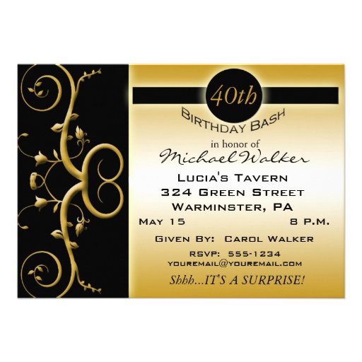 Surprise 40th Birthday Party Invitations (front side)