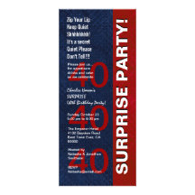 SURPRISE 40th Birthday Party Modern Blue Red V01 Personalized Invite