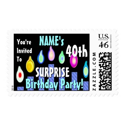 SURPRISE 40th Birthday Party Stamp BLUE