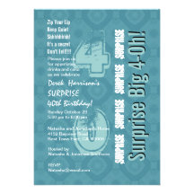 SURPRISE 40th Modern Birthday Blue and White V15 Custom Announcement
