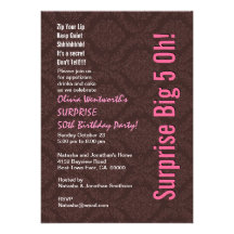 SURPRISE 50th Birthday Modern Chocolate and Pink Invitations