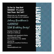 SURPRISE 50th Birthday Modern Dusty Blue W1452 Invite