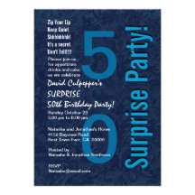 SURPRISE 50th Birthday Modern Hues of Blue W033 Custom Announcements