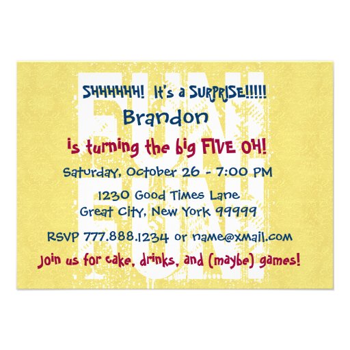 SURPRISE 50th Birthday Party Blue Diamond  G4 Custom Announcement