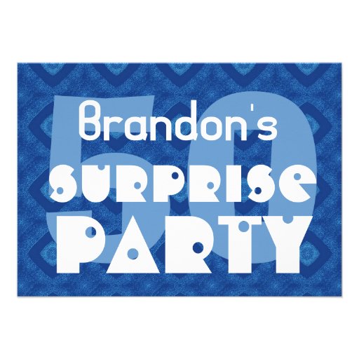 SURPRISE 50th Birthday Party Blue Diamond  G4 Custom Announcement