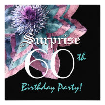 SURPRISE 50th Birthday Party Blue Pink Flower F631 Personalized Invites