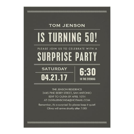 Surprise 50th Birthday Party Invitations (front side)