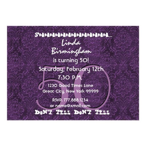 Surprise 50th Birthday Purple LaceTemplate 01 Personalized Invitation
